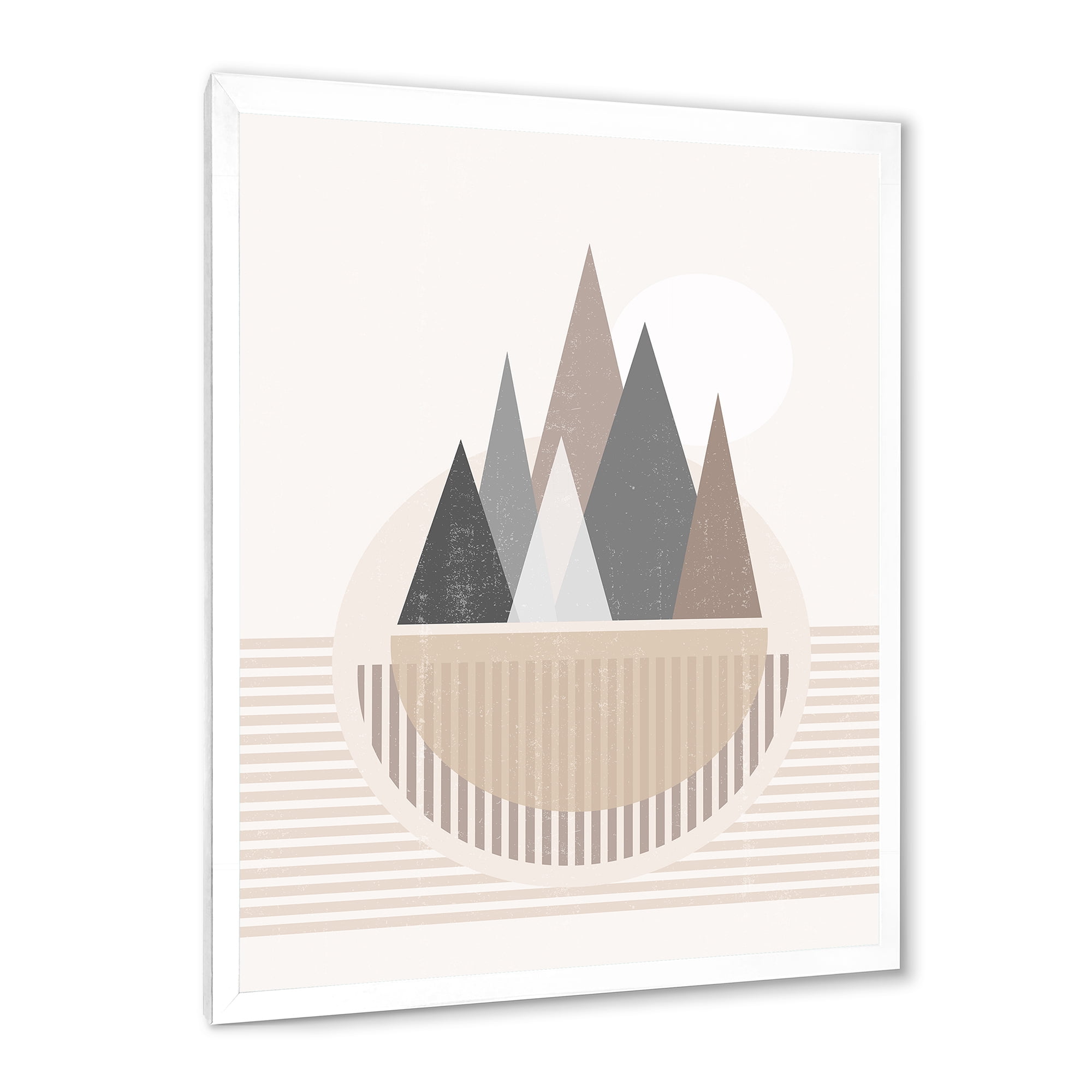 Designart 'Abstract Moon and Sun In Mountains III' Modern Framed Art Print