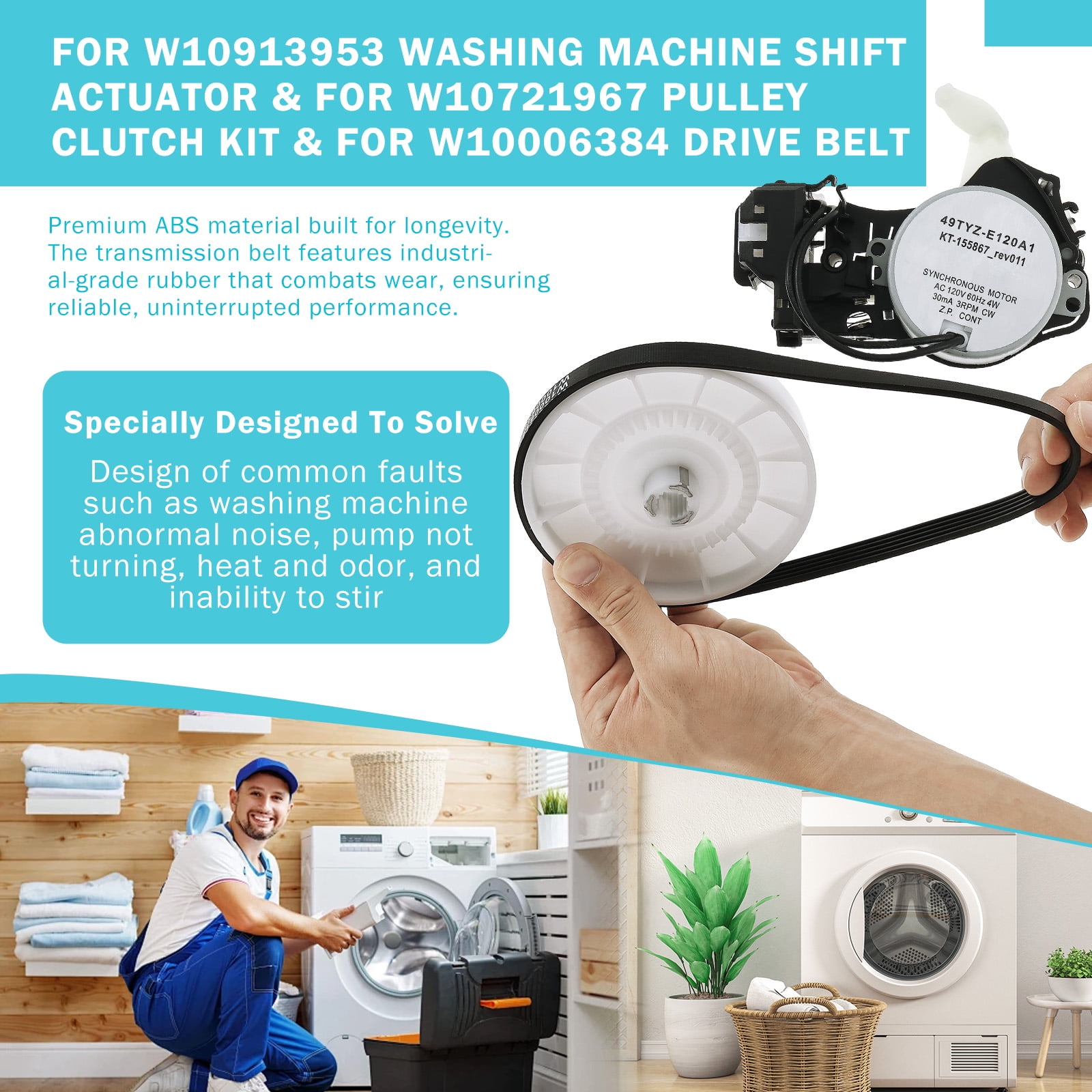 ABS Washer Shift Actuator Efficient Handling Washer Pulley Clutch Kit Easy to Install Washing Machine Shift Actuator for Home