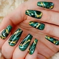 thumbnail image 4 of 24Pcs False Nails Rhinestone Glitter Marble Grain Design Fake Fingernails Long Ballet Wearable Acrylic Full Cover Press on Nails, 4 of 6