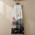 thumbnail image 6 of Jiueut Koi Fish Lotus Flower Print Sleeveless Maxi Dress for Women with Pockets, Linen Look Summer Dress Casual Loose Fit Flowy Long Sundress for Beach Vacation, 3XL, 6 of 7