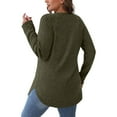 thumbnail image 2 of Jalioing Long Sleeve Casual Shirts for Women Fashion V Neck Button Tunic Tops Side Slit Ribbed Blouses, 2 of 7