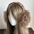 thumbnail image 2 of Punk Faux Hair Earmuffs Bow Tie Folded Winter Warm Thickened Anti-freeze Japanese Ear Protection Cycling Earbags Accessories (brown), 2 of 7