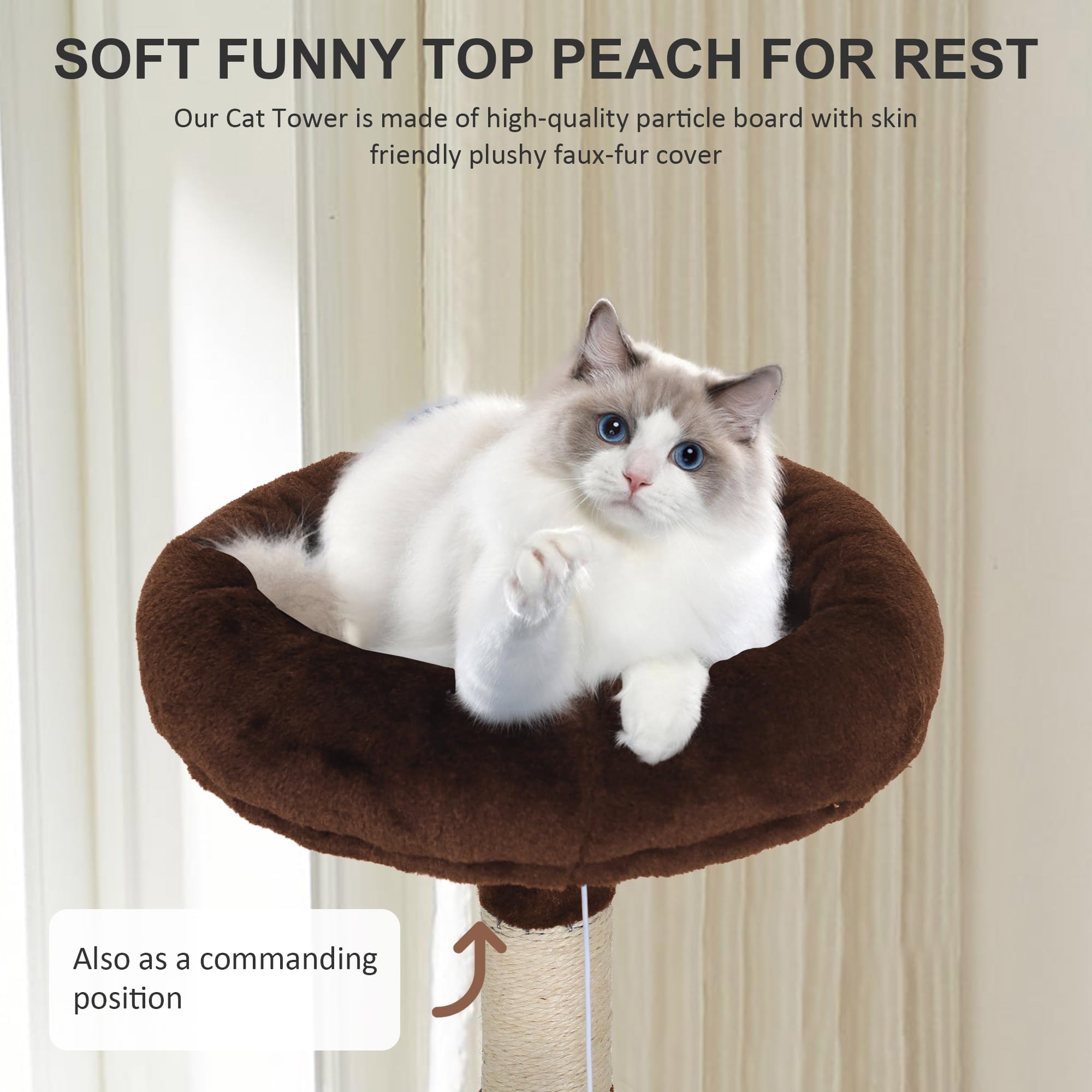 CL.HPAHKL 36 Inches Cat Tree Tower, Modern Cat Tower with Sisal Scratching Posts Small Cat House with Funny Toys Kittens Condo with Cozy Sleeping Perch for Indoor Cats, Kittens, Brown