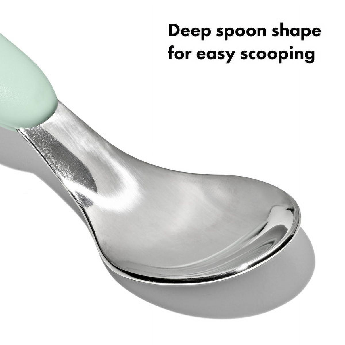 OXO Tot Toddler Stainless Steel Fork and Spoon 2 Piece Set for 12+ Months, Opal