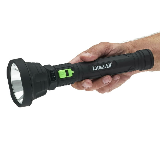 LitezAll Rechargeable ULTAC2 1000 Lumen LED Flashlight with Battery Meter Walmart.com