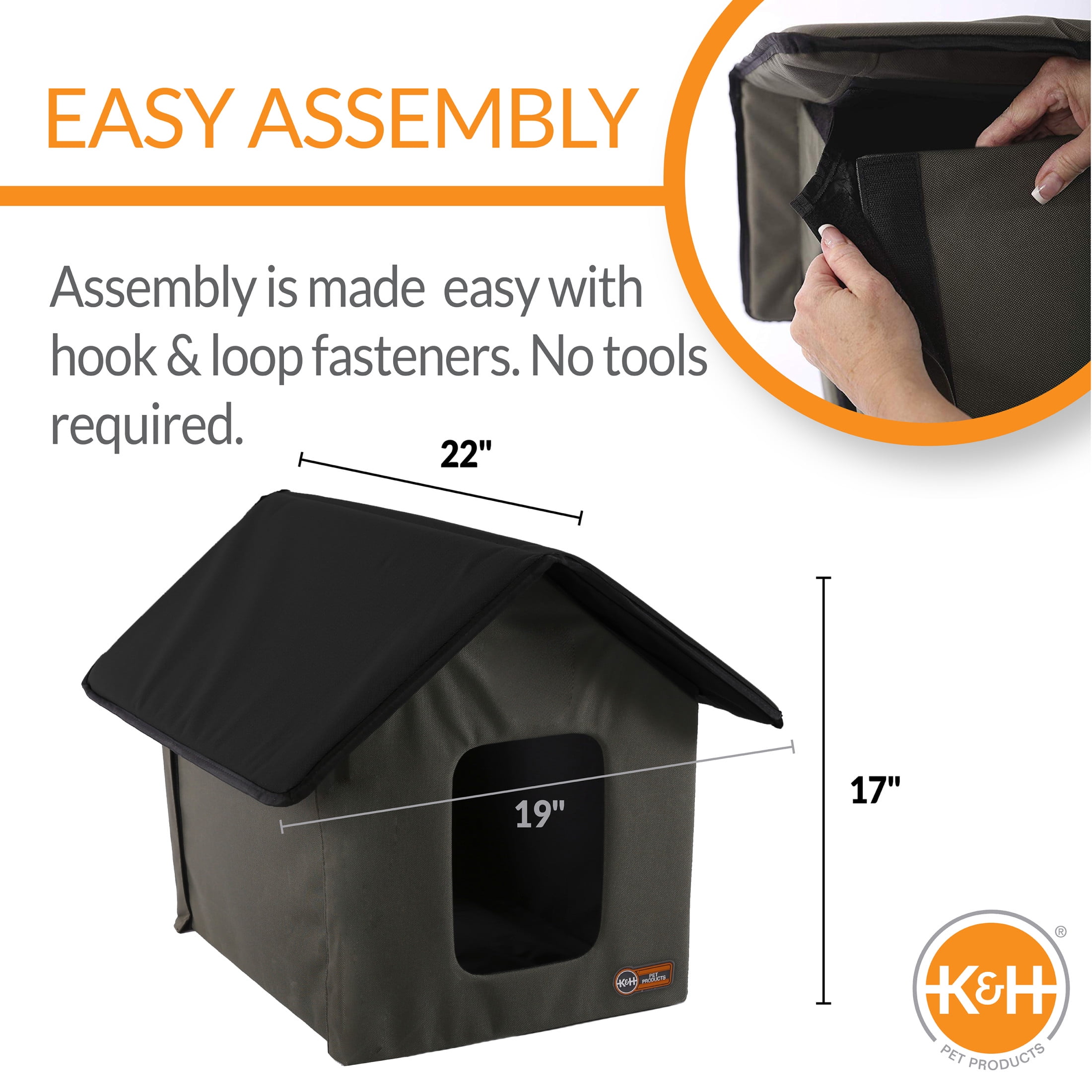 K&H Pet Products Outdoor Kitty House Cat Shelter (Unheated) Olive/Black 19 X 22 X 17 Inches