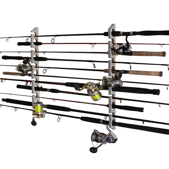 Rush Creek Creations Fishing Rod Storage Rack, 11 Rod Capacity, Wall and Ceiling Mount Organizer