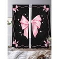 thumbnail image 3 of Valentine's Day Sheer Curtains 84 Inch Length 2 Panels Set Window Treatments, Pink Bowknot Ribbon on Black Mother's Day Rod Pocket Semi Curtains for Living Room/Bedroom/Kitchen Décor, 104"W x 84"L, 3 of 7