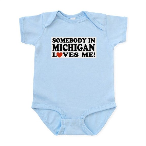 CafePress - Somebody In Michigan Loves Me Infant Bodysuit - Baby Light Bodysuit, Size Newborn - 24 Months