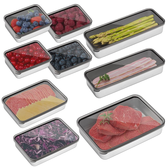 Recipiente Hushee de acero inoxidable para tocino y queso, paquete de 9