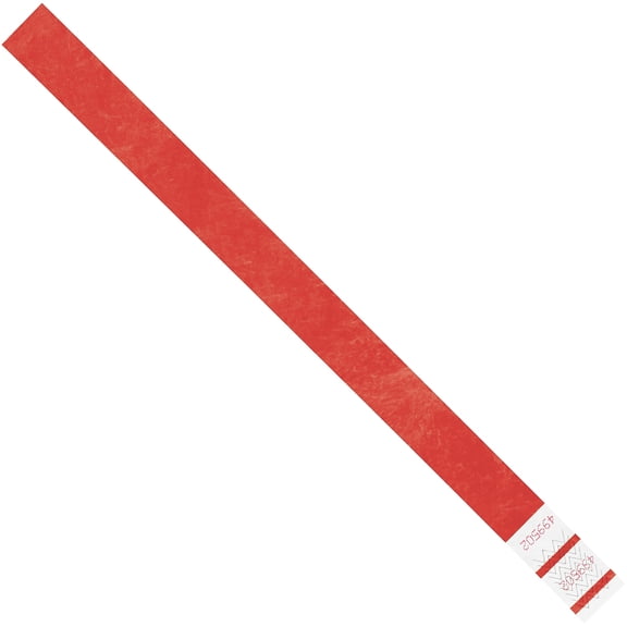 Tyvek Tyvek Wristbands, 3/4" x 10", Red, PK500 WR101RD