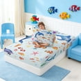 thumbnail image 4 of Manfei Watercolor Dolphin Clownfish Jellyfish Twin Sheet Sets for Kids Boys and Girls, Ocean Marine Life Print Bedding 3 Pieces, 1 Flat Sheet, 1 Fitted Sheet and 1 Pillowcase, 4 of 6