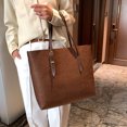 thumbnail image 3 of Bolso tote de color sólido con asa de PU para mujer Bolso con asa superior de gran capacidad (café) Tmvgtek Para estrenar, 3 of 9
