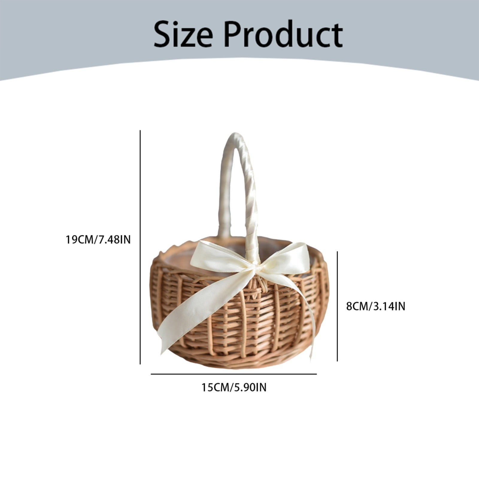 Eguiwyn Wicker Basket Handle Woven Basket with Handle and Plastic Insert Easter Eggs Basket Flower Baskets for Home and Garden Decoration