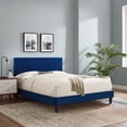 thumbnail image 2 of Platform Bed Frame, Tufted, Full, Blue Navy, Velvet, Mid Century Bedroom, Modern Contemporary Boutique HB35608, 2 of 8
