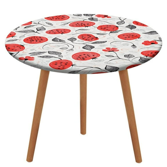 Fruit (120) Round Fitted Tablecloth with Backing Elastic Edge Design Table Cover Waterproof Oil-Proof Table Cloth Stain-Resistant Wipeable for Round Table