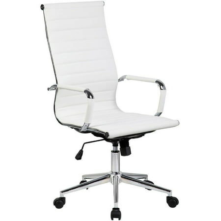 Modern Style Modern High back Chair Tall Ribbed PU leather with wheels arms Arm Rest w/Tilt Adjustable seat Designer Boss Executive Office Chair Work Task Computer Swivel Chair (Best Computer Chair For Tall Person)