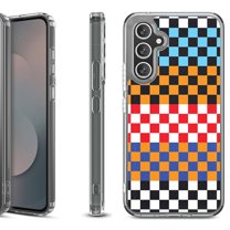 Shockproof Protective Phone Case Cover for Samsung Galaxy S25 FE, by OneToughShield - Colorful Checker