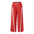 thumbnail image 3 of Dpytoraw Women's Baggy Wide Leg Pants Casual Drawstring Elastic High Waisted Contrast Color Workout Sweatpants Moisture Wicking Casual Pants Women Red XL, 3 of 5