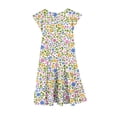 thumbnail image 3 of EGNMCR Robe à Manches Courtes à Col Rond Robe d'Été pour Filles à Imprimé Floral Manches Courtes à Volants avec Poches Robe à Col Rond Imprimée pour Enfants Fille Robe en Polyester, 3 of 5