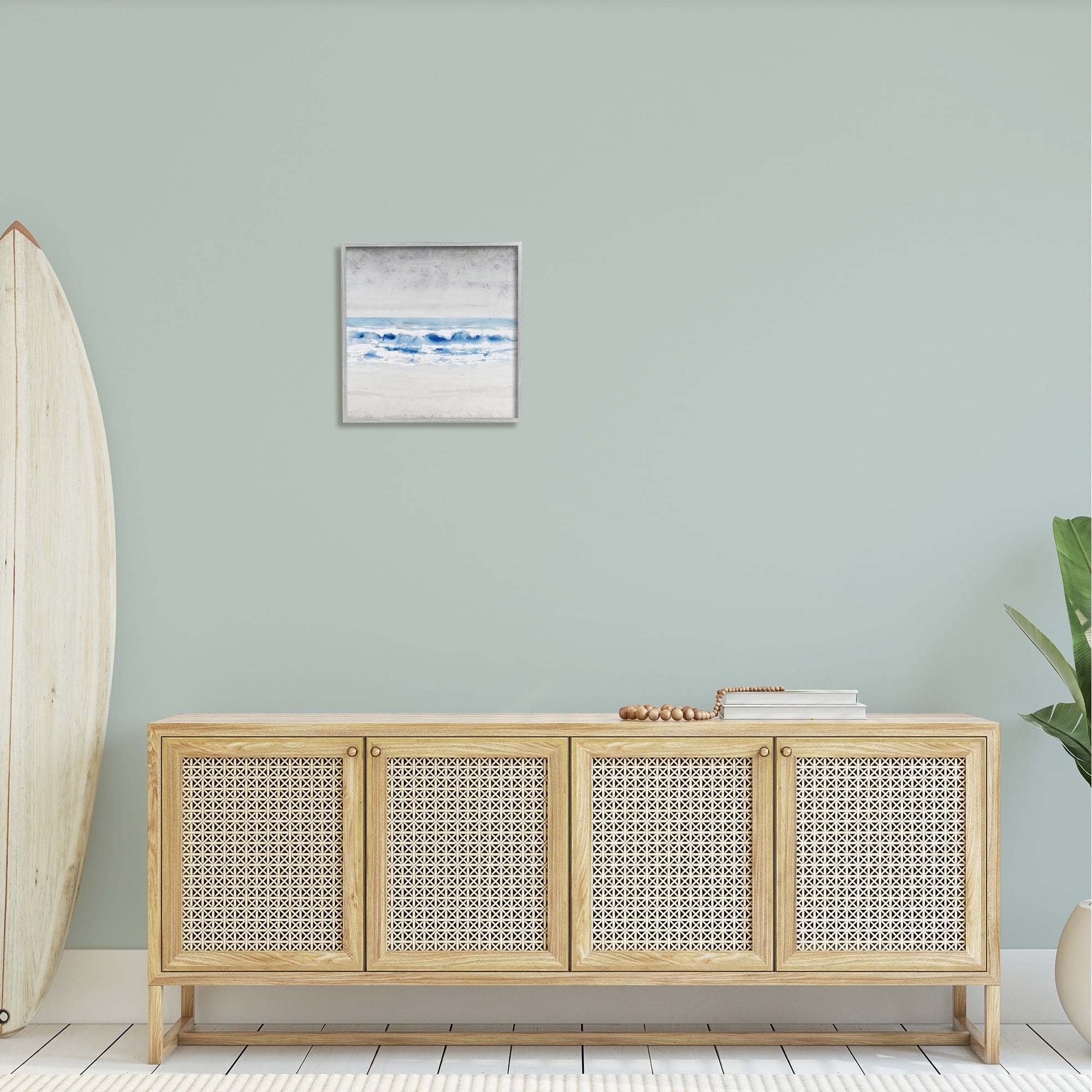 Stupell Industries Ocean Waves on Seashore Abstract Beach Tide Painting Gray Framed Art Print Wall Art, Design by Tim OToole