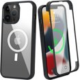 thumbnail image 2 of for iPhone 13 Pro Max Case Magsafe,Built-in 9H Tempered Glass Screen Protector,Wireless Charging,Military Dropproof,Dustproof,Real 360,Full Body Shockproof Phone Case(Black/Clear), 2 of 9
