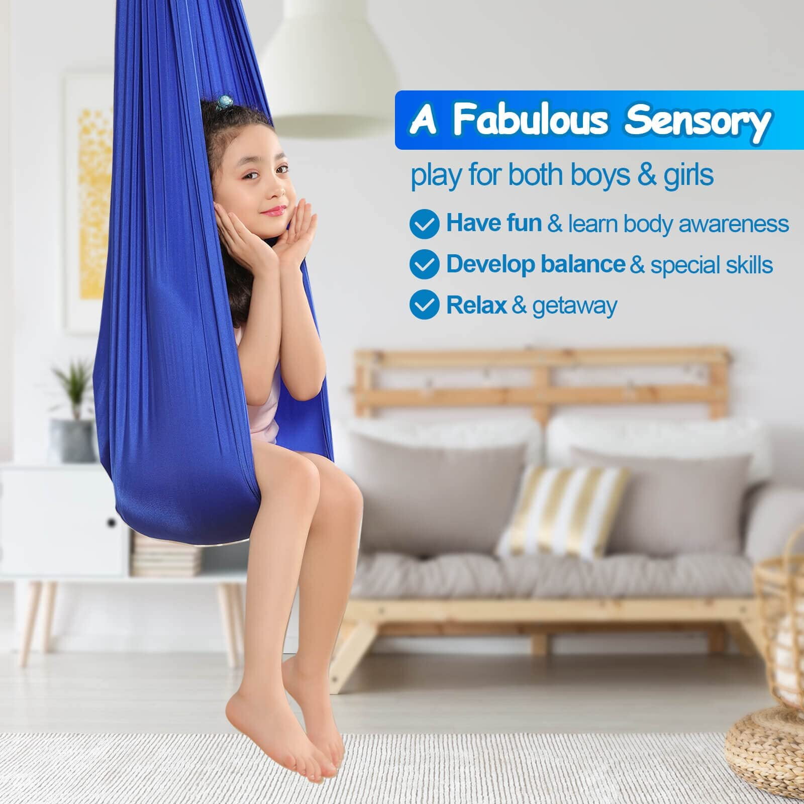 BIRLON Kids Sensory Swing Yoga Swing Children's Elastic Hammock