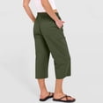 thumbnail image 5 of 2026 Summer Wide Leg Capri Pants for Women Drawstring Elastic Waist Casual Cropped Trousers with Pockets Army Green L, 5 of 7