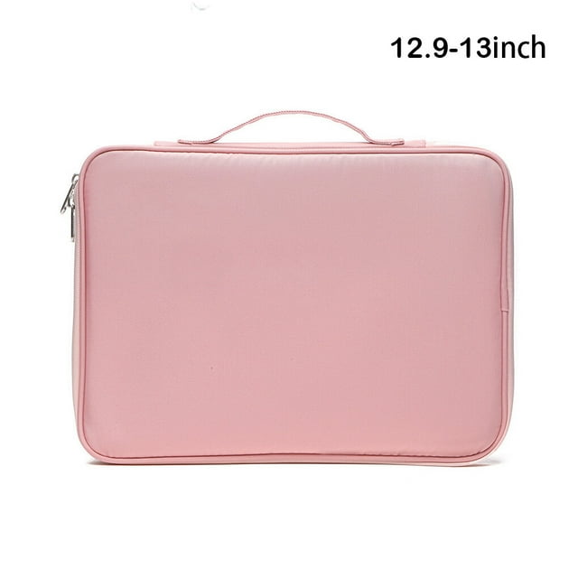 Laptop Sleeve Case Notebook Protective Handbag Zipper Closure Nylon Computer Carrying Bag Protector For Tablet Pouch Pink 12.9-13 inch