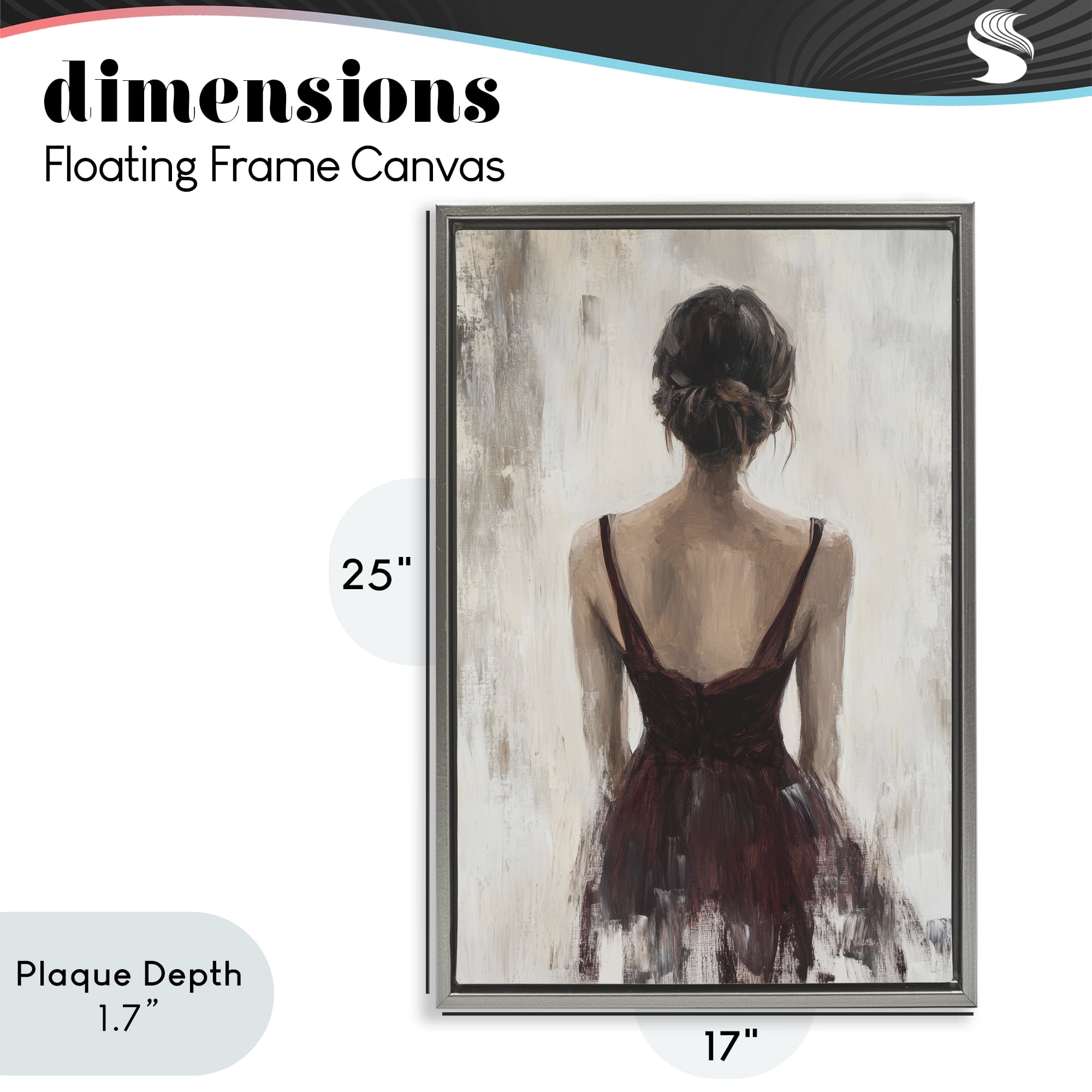 Stupell Industries Portrait of Woman in Burgundy Gray Framed Floater Canvas Wall Art, design by Petal Prints Design