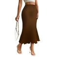 thumbnail image 2 of AUSDIOCA Long Skirts for Women High Waisted Solid Color Knit Fishtail Skirts for Summer or Spring, 2 of 6