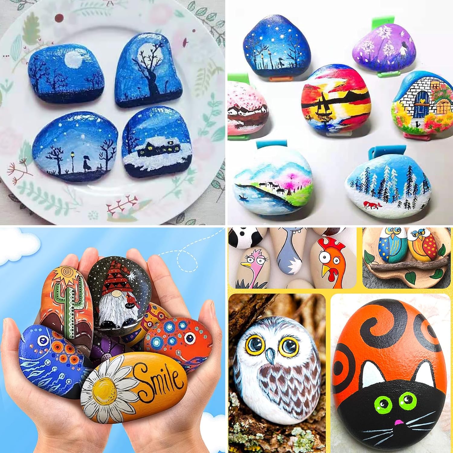 GIXUSIL 10Pcs Rocks for Painting，3-5cm DIY River Rocks for Painting Natural Flat & Smooth Rocks ,Fish Tank Landscape Stone for Painting for Kids & Adult Craft Gift,Gray