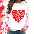 thumbnail image 2 of ClodeEU Women's Valentine's Day Love Heart Print Long Sleeve Round Neck Tops,Casual Trendy Loose T-Shirts Red 01,Womens Plus M, 2 of 8