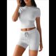 thumbnail image 2 of Conjuntos de Chándal de Dos Piezas de Verano para Mujer con Pantalones Cortos Ajustados Flores Blancas y Grises XL, 2 of 8
