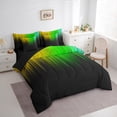 thumbnail image 3 of Manfei Gradient Orange Green Twin Bedding Sets 7pcs, Geometric Neon Lights Bedding Comforter Set, Modern Abstract Black Sheet Sets, Breathable Home Decor, 3 of 8