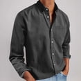 thumbnail image 7 of Ceisia Solid Shirts for Men Flannel Casual Long Sleeve Button Up Loose Trendy Tops with Pocket Dark Gray XXL Gift, 7 of 7