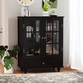 thumbnail image 2 of Minimalist Black Buffet Cabinet with Double Glass Doors and Drawer | Modern storage with tempered glass, adjustable shelves, and sustainable finish for living rooms and entryways, 2 of 23