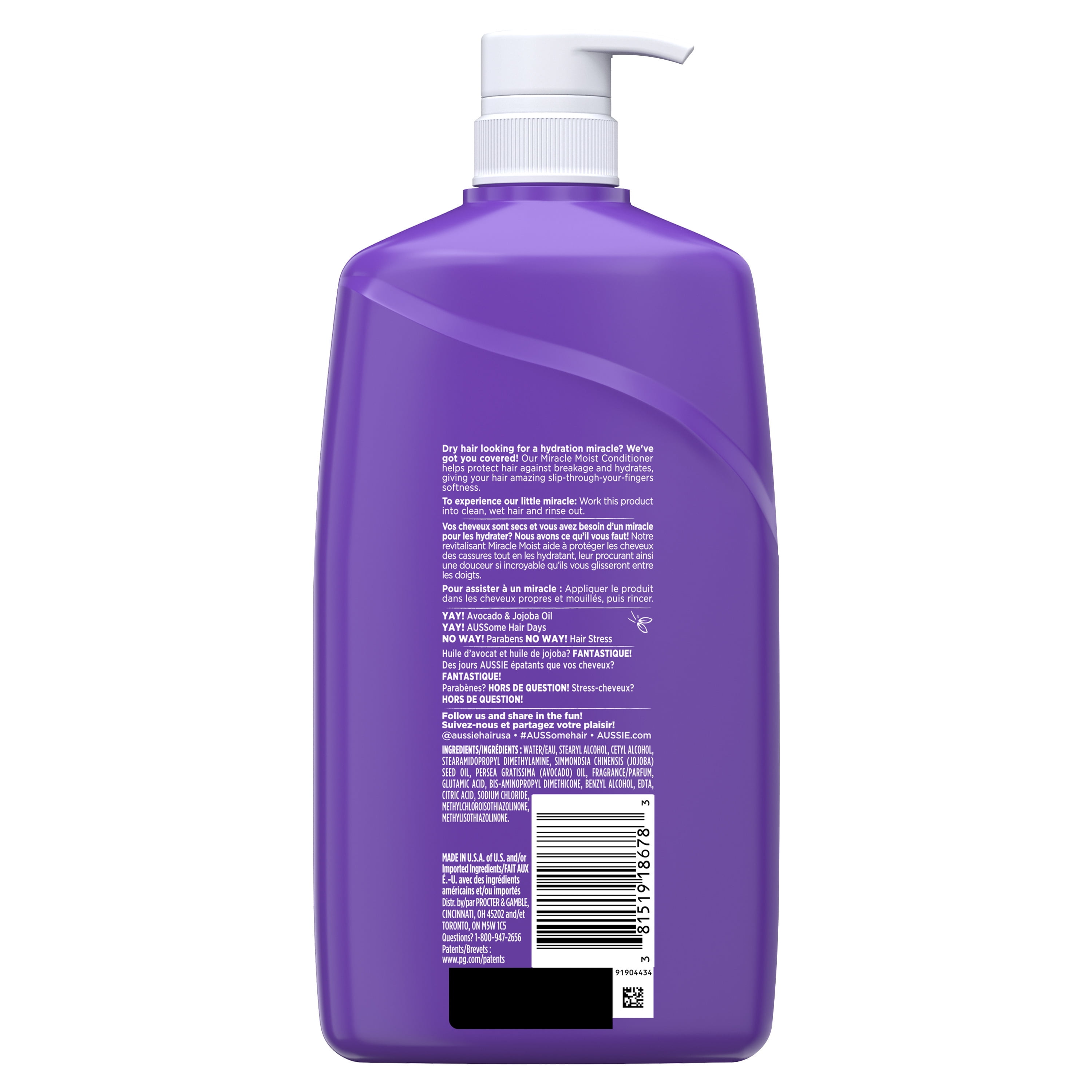 Aussie Miracle Moist Conditioner with Avocado Paraben Free For Dry Hair Types 26.2 oz Walmart
