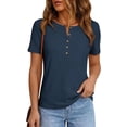 thumbnail image 4 of PRETTYGARDEN Waffle Knit Tops for Women Short Sleeve Henley Shirts Summer Blouses Dressy Casual Spring Fashion Clothes, 4 of 10