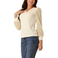 thumbnail image 4 of INSPIRE CHIC Women's Blouses Dressy Casual V Neck Top Swiss Dot Long Sleeve Shirts, 4 of 4