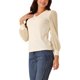 thumbnail image 4 of Blusas de mujer INSPIRE CHIC, elegantes y casuales, top de cuello en V, con puntos suizos, camisetas de manga larga, 4 of 5
