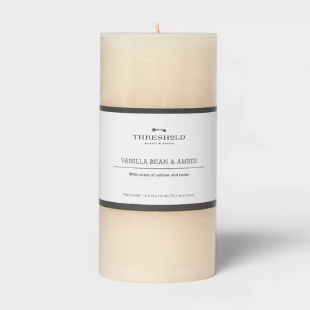 Pillar Vanilla Bean and Amber Candle
