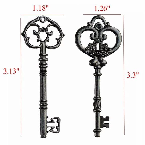 U8MO 2 Large Key Pendants Black Skeleton Keys Santa Keys Christmas 3 Inches Big