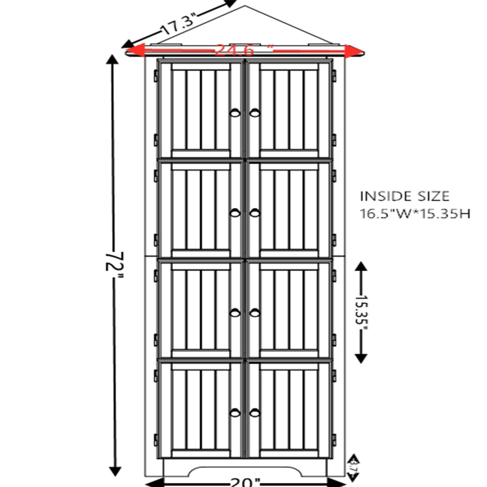 YIYADO Storage Cabinet, 4 Shelf 72" Corner Kitchen Pantry Storage Cabinet with 8 Doors, Home Farmhouse Bookshelf Cabinet, Black