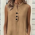 thumbnail image 5 of Womens Cotton Linen Midi Dress Casual Button Henley Sleeveless Sundress Summer Loose Beach Tank Dresses with Pockets, 5 of 6