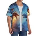 thumbnail image 2 of Sikiie Red And Blue Fire Dragon A Men's Wrinkle Free Untucked Cuban Shirt Business Casual Button Down Shirts Short Sleeve ShirtLarge, 2 of 5