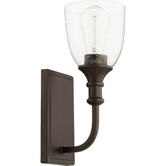 1 Light Wall Mount with Satin Opal Glass-13.5 inches H By 5.25 inches W-Oiled Bronze Finish-Clear Glass Color Bailey Street Home 183-Bel-3401004