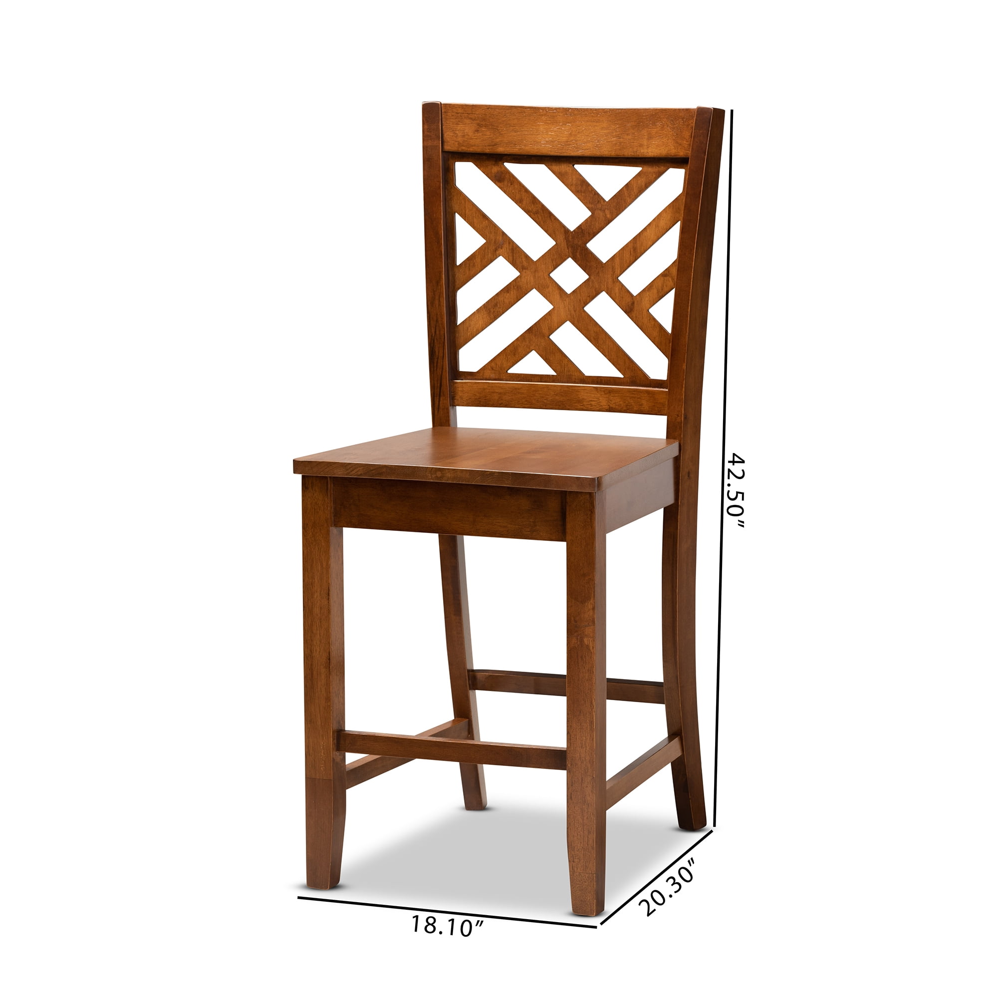 Baxton Studio Caron Modern and Contemporary Transitional Walnut Brown Finished Wood 2-Piece Counter Stool Set