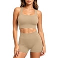 thumbnail image 7 of Raeneomay Women's Seamless Ribbed Workout Set, Full Coverage Supportive Padded Sports Bra for Women Tummy Control Biker Shorts 2 Piece Yoga Outfit for Running Gym, 7 of 7