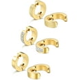 thumbnail image 2 of Leander 3 Pairs Stainless Steel Mens Womens Hoop Earrings Clip On CZ Non-Piercing, 2 of 6